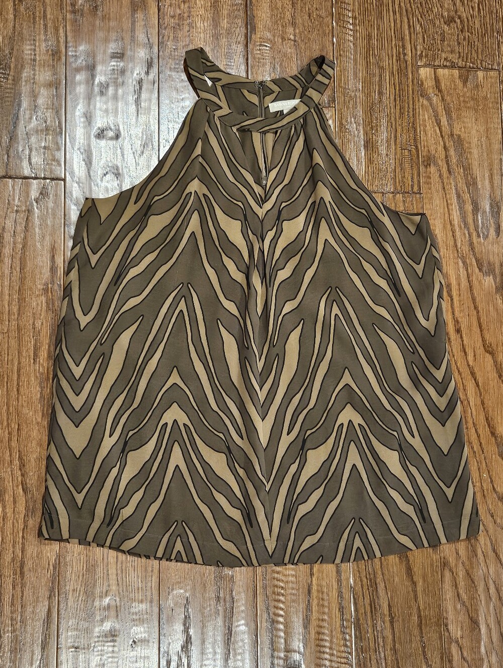 Banana Republic Zebra Print Halter Neck Keyhole Top, Brown/Black - Size Medium